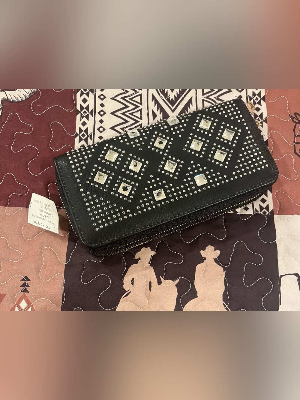 Western studded black wallet